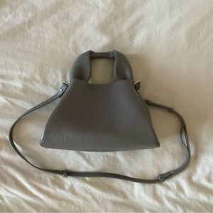 Quince Mink Gray Italian Leather Trapeze Crossbody Bag